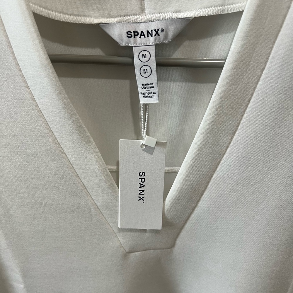 SPANX Cream V-Neck Blouse